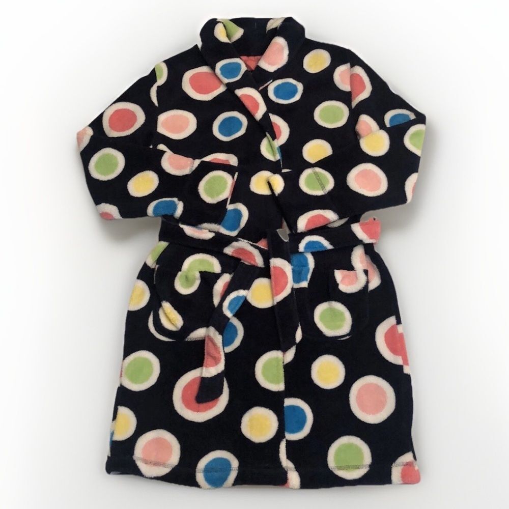 Justice Girls Fleece Bathrobe NWOT Polka Dot Belted Robe Size 12/14